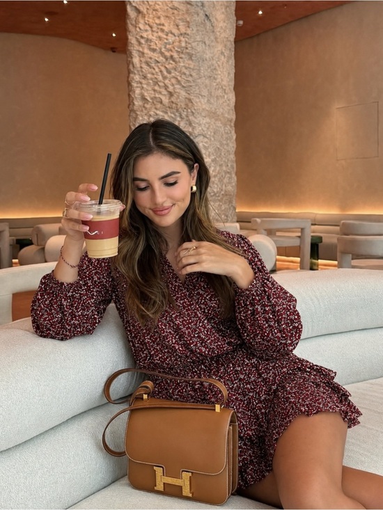 Michael Kors Dresses & Skirts - Michael Kors Floral Smocked Mini Dress Burgundy Long Sleeve V-Neck Size S